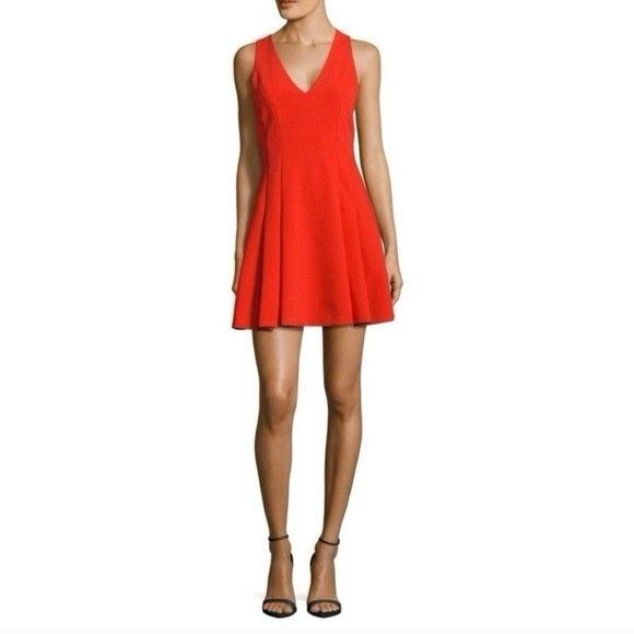 Alice + Olivia Elva Dress Women’s Size 8 Red Mini Exposed Zipper Sleeveless - Picture 2 of 13
